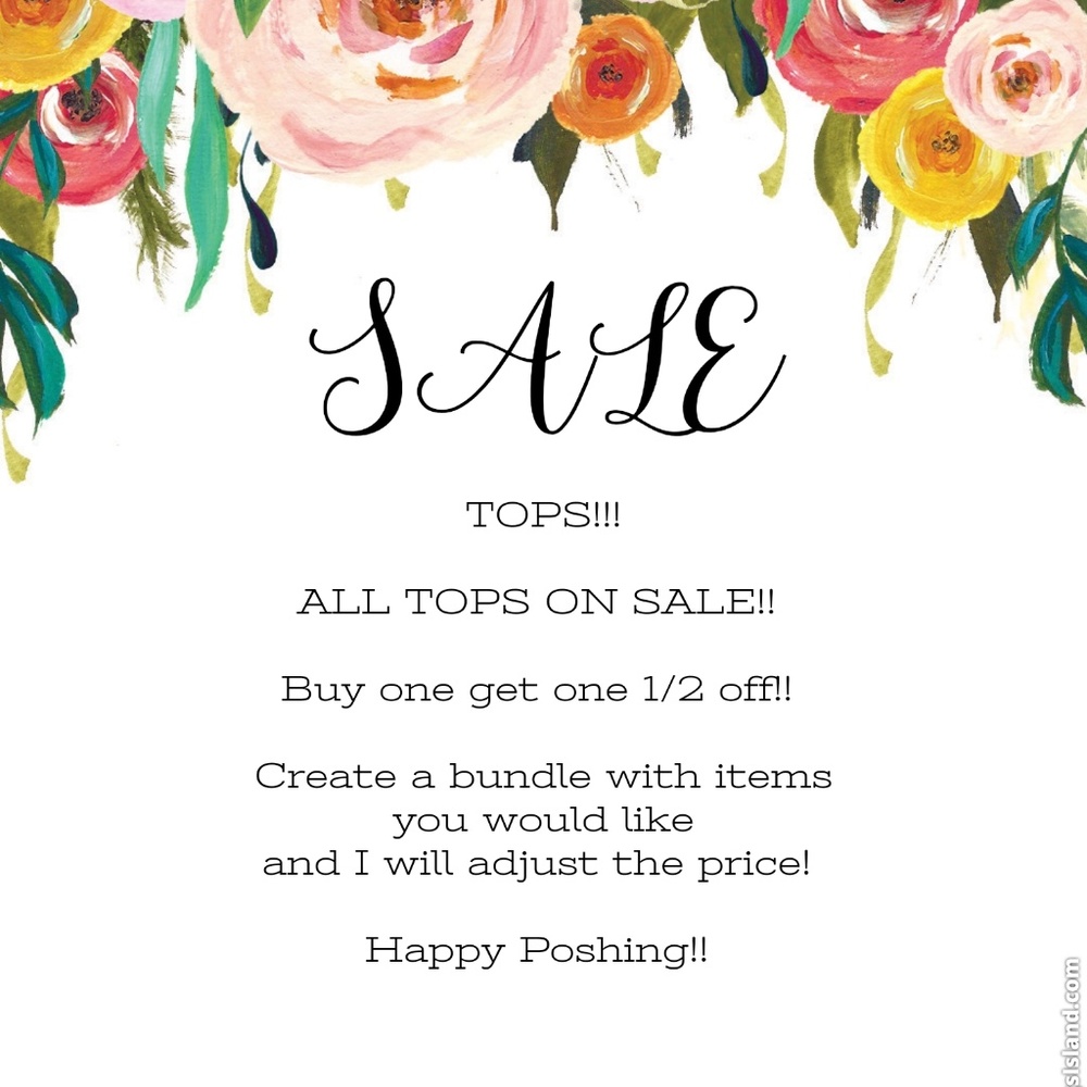 ALL TOPS BUY ONE GET ONE 1/2 OFF